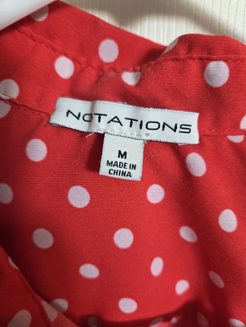 Notations Red and White Polka Dot Button-Up Blouse - Picture 5 of 6